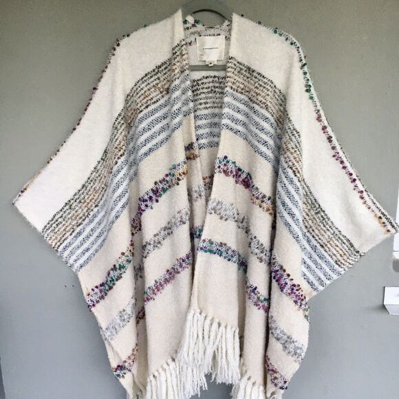Anthropologie Fringe Kimono Cardigan Sweater OS Open Front Shunky Oversize Boho - Picture 8 of 16